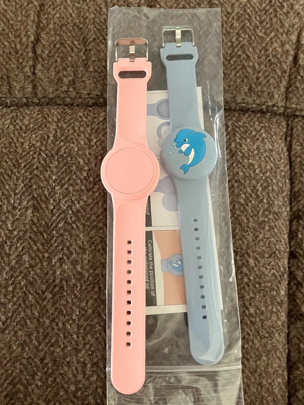 Montande Waterproof Kid Bracelet for AirTag, 2 Pack, Pink , Blue
